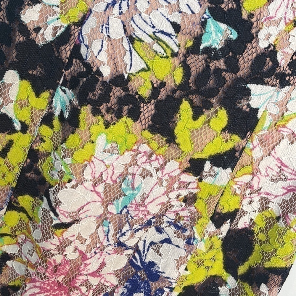 French Connection Acid Blonde Botanical Tripp Lace Dress 💕 - Picture 4 of 8